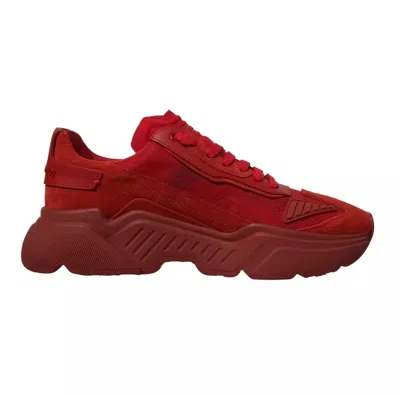 Pre-owned Dolce & Gabbana Red Leather Daymaster Low Top Sneakers Men's Shoes ()