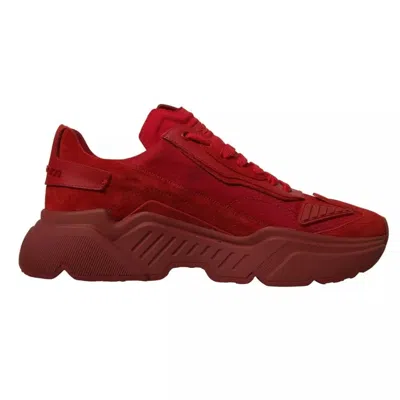 Pre-owned Dolce & Gabbana Red Leather Daymaster Low Top Sneakers Men's Shoes ()