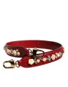 Dolce & Gabbana Red Leather Floral Embellish Bag Shoulder Strap In Red