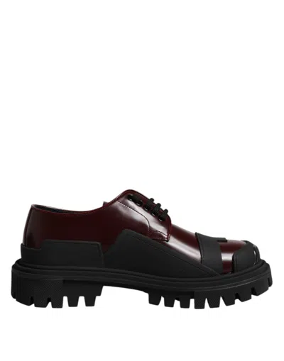 Dolce & Gabbana Red Leather Lace Up Trekking Dress Men's Shoes