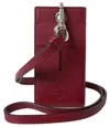 Dolce & Gabbana Red Leather Lanyard Logo Slim Card Holder Men Wallet In Red