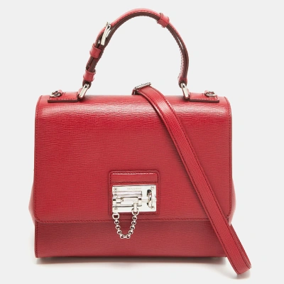 Pre-owned Dolce & Gabbana Red Leather Medium Miss Monica Top Handle Bag