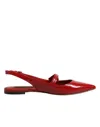 Dolce & Gabbana Red Leather Slingback Flats Sandals Shoes In Red