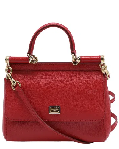 Dolce & Gabbana Red Leather Small Sicily Top Handle Bag (authentic Pre-loved)