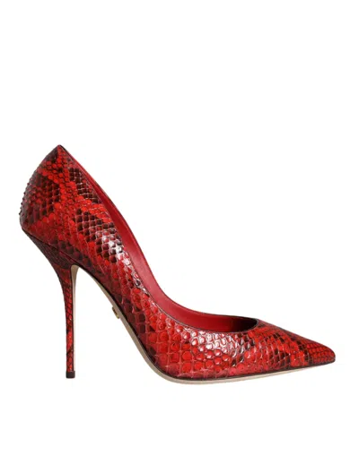 DOLCE & GABBANA RED LEATHER STILETTO HIGH HEELS PUMPS SHOES
