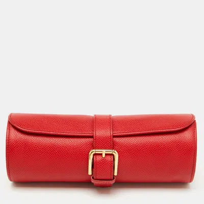 Pre-owned Dolce & Gabbana Red Leather Travel Watch Case