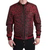 Dolce & Gabbana Red Leopard Bomber Short Coat Jacket