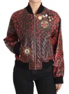 Dolce & Gabbana Red Leopard Button Crystal Leather Jacket In Red