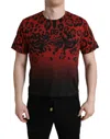 DOLCE & GABBANA DOLCE & GABBANA RED LEOPARD PRINT CREW NECK MEN'S TEE