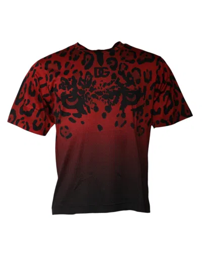 DOLCE & GABBANA DOLCE & GABBANA RED LEOPARD COTTON SHORT SLEEVES MEN'S T-SHIRT