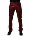 Dolce & Gabbana Red Leopard Cotton Skinny Men Denim Jeans In Red
