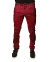 Dolce & Gabbana Red Leopard Cotton Stretch Skinny Denim Men's Jeans In Red