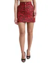 Dolce & Gabbana Red Leopard Print Cotton High Waist Mini Women's Skirt In Red
