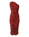 Dolce & Gabbana Red Leopard Print Nylon Sheath Midi Dress In Red