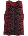 DOLCE & GABBANA RED LEOPARD PRINT SLEEVELESS TANK T-SHIRT