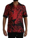 Dolce & Gabbana Red Leopard Silk Button Down Casual Shirt In Red