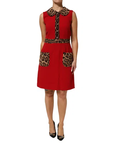 Dolce & Gabbana Red Leopard Viscose Sheath A-line Women's Dress