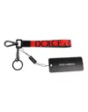 Dolce & Gabbana Red Logo Nylon Silver Brass Men Holder Keychain Keyring In Red