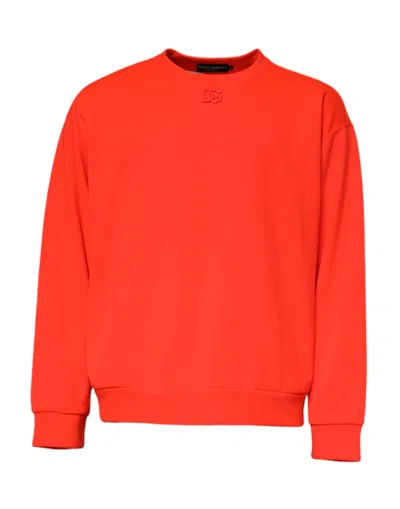Pre-owned Dolce & Gabbana Red Logo Polyester Crew Neck Sweatshirt Men's Sweater ()