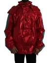 DOLCE & GABBANA RED NYLON HOODED PULLOVER SWEATSHIRT JACKET