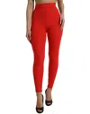 DOLCE & GABBANA RED NYLON STRETCH SLIM LEGGINGS PANTS