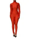 Dolce & Gabbana Red Nylon Turtleneck Bodycon Jumpsuit Dress In Red