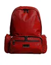 Dolce & Gabbana Red Patent Leather Logo Plaque Backpack Men's Bag In Red