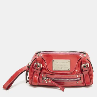 Pre-owned Dolce & Gabbana Red Patent Leather Miss Easy Way Wristlet Clutch