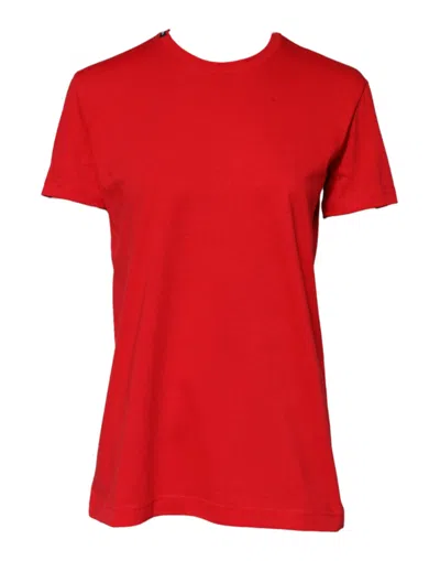 Pre-owned Dolce & Gabbana Red Plain Crew Neck Short Sleeves Women's T-shirt ()