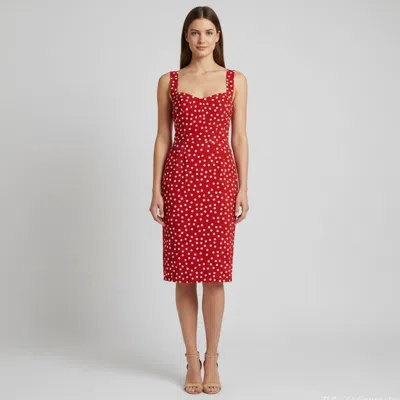 Pre-owned Dolce & Gabbana Red Polka Dot Print Crepe Sleeveless Dress S