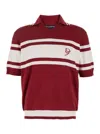 Dolce & Gabbana Red Polo With Striped Motif And Logo Embroidered On The Front In Red
