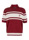 Dolce & Gabbana Red Polo With Striped Motif And Logo Embroidered On The Front In Multicolor