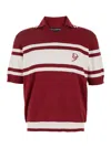 Dolce & Gabbana Red Polo With Striped Motif And Logo Embroidered On The Front In Red