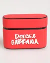 Dolce & Gabbana Red Pvc Dg Logo Embossed Men Flip Holder  Airpods Case In Red