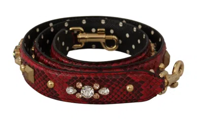 Dolce & Gabbana Red Python Leather Shoulder Bag Women's Strap