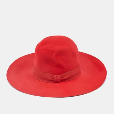 Pre-owned Dolce & Gabbana Red Rabbit Felt Fedora Hat