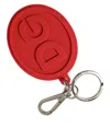 DOLCE & GABBANA RED RUBBER DG LOGO SILVER BRASS METAL KEYRING KEYCHAIN