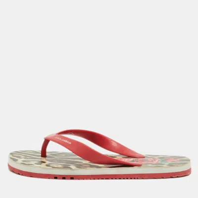 Pre-owned Dolce & Gabbana Red Rubber Thong Flats Size 34