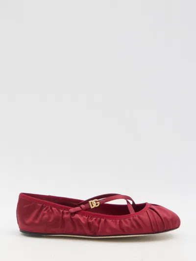 DOLCE & GABBANA DOLCE & GABBANA  RED SATIN BALLERINAS