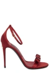 DOLCE & GABBANA RED SATIN SANDALS WITH BOW DETAIL