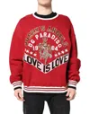 Dolce & Gabbana Red Sequin Knit Pullover Sweatshirt Sweater In Red
