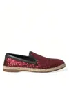 DOLCE & GABBANA RED SEQUINED LOAFERS SLIPPERS MEN SHOES