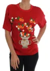 Dolce & Gabbana Red Silk Orange Vase Crystal Top In Red