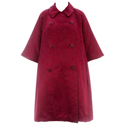 Pre-owned Dolce & Gabbana Red Silk Floral Jacquard Quilted Opera Coat, C. 1990s