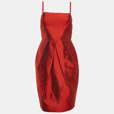 Pre-owned Dolce & Gabbana Red Silk Gabardine Sleeveless Mini Dress S