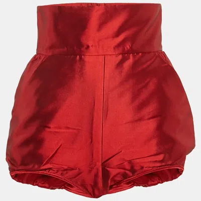 Pre-owned Dolce & Gabbana Red Silk Mini Shorts S