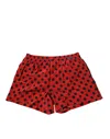 Dolce & Gabbana Red Silk Polka Dot Beachwear Shorts Swimwear In Red