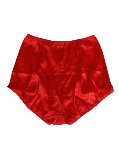Dolce & Gabbana Red Silk Satin High-waist Briefs Women Underwear