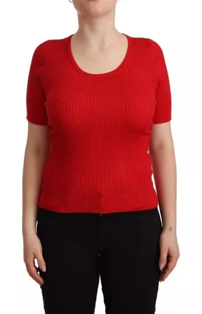 Pre-owned Dolce & Gabbana Red Silk T-shirt Short Sleeve Top Women's Blouse ()