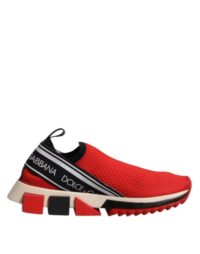 Pre-owned Dolce & Gabbana Red Sorrento Slip On Low Top Sneakers Women's Shoes ()
